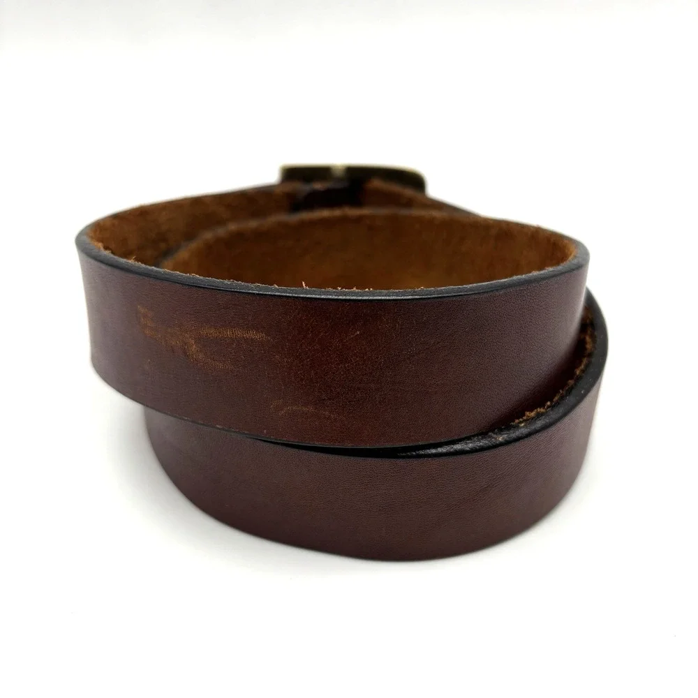Vintage 90s Dooney & Bourke 2032 Brown Full Grain Leather Brass Buckle Belt 30